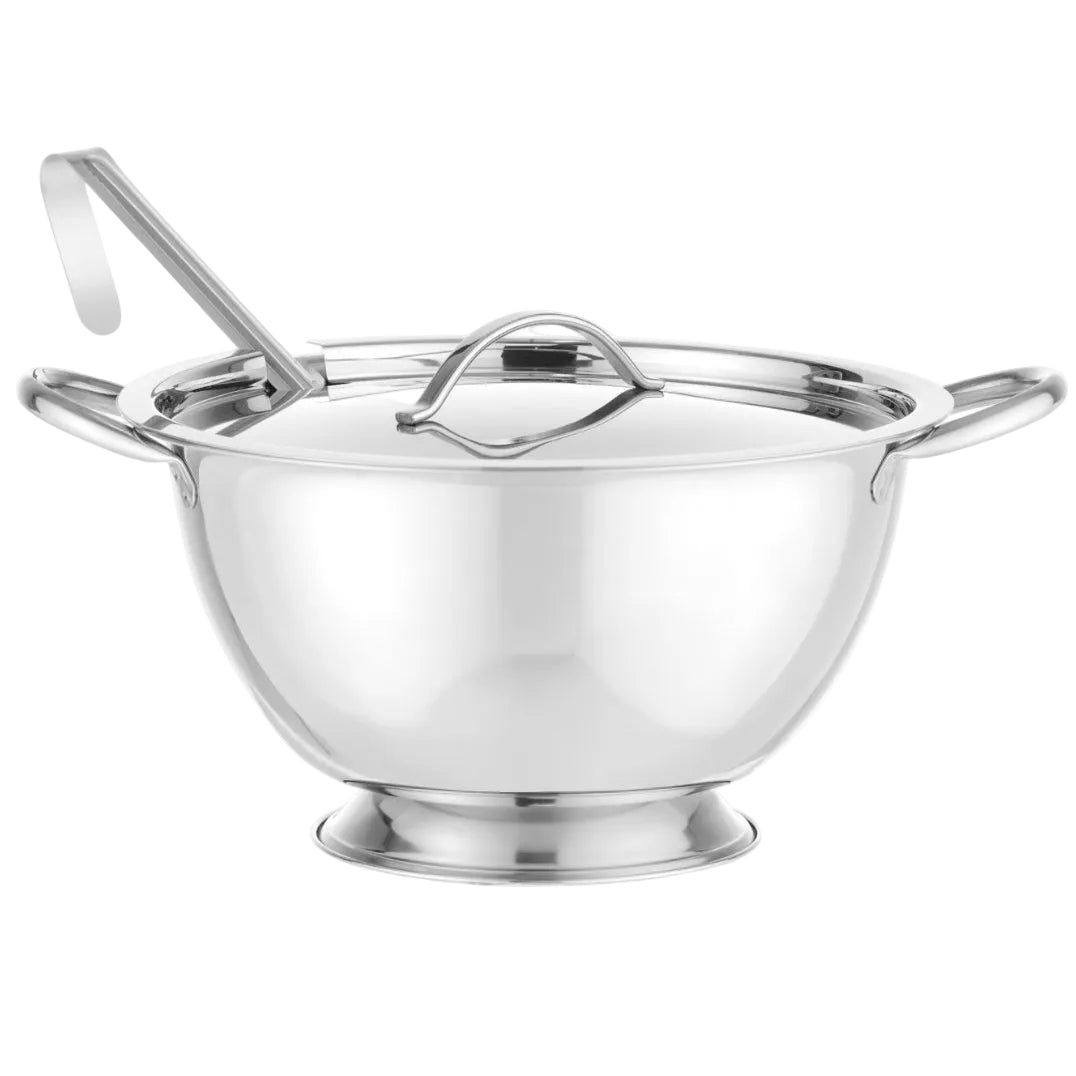 Professional 2.7L Stainless Steel Soup Tureen with Lid & Serving Spoon